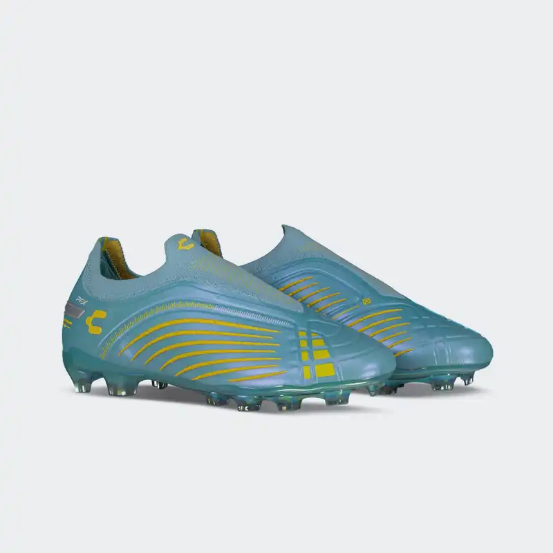 Charly Stingr Laceless PFX Soccer Aqua Silver Cleats - Image 2