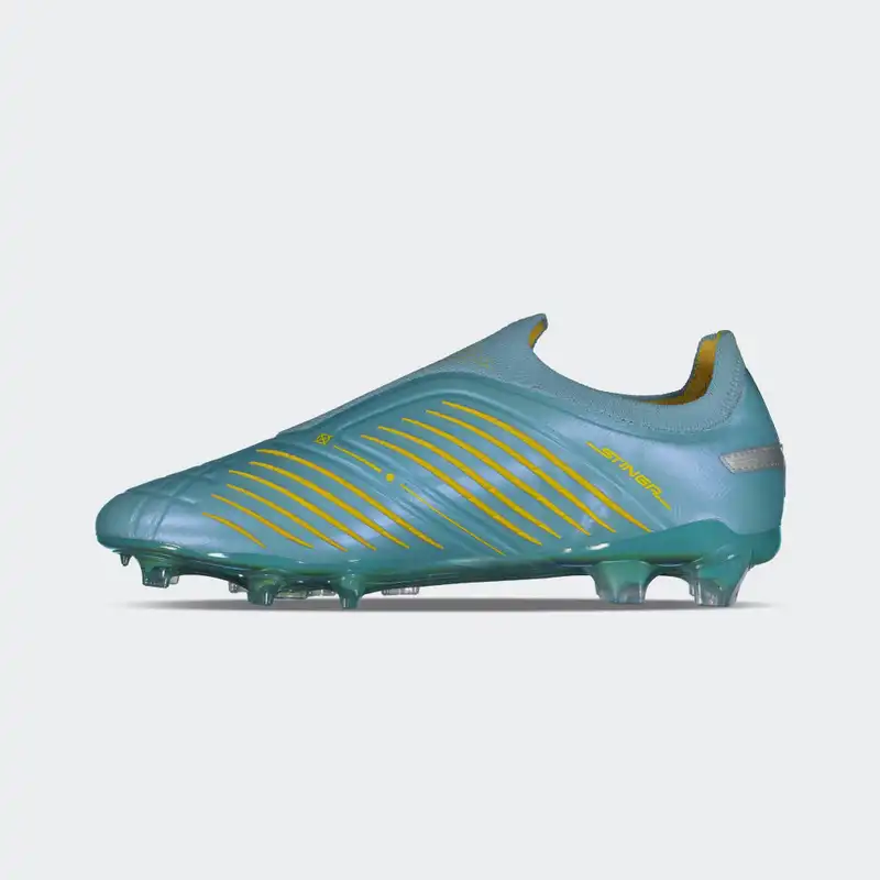 Charly Stingr Laceless PFX Soccer Aqua Silver Cleats - Image 5